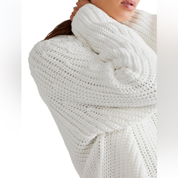 NWT Free People Take Me Home Sweater in Ivory Size Large Retail $148 - Picture 4 of 7